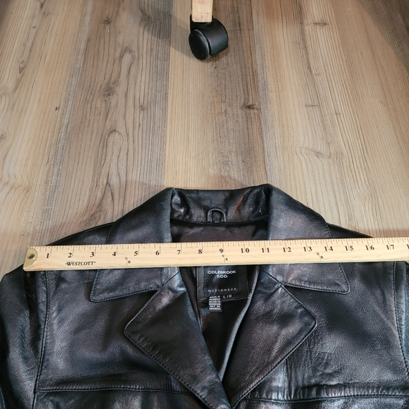 Colebrook & Co Womens 100% Leather Coat Large Black Blazer Jacket - Picture 5 of 10